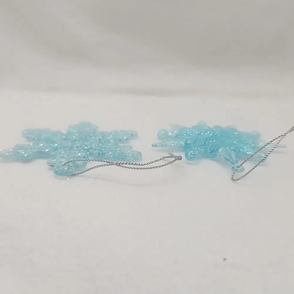Ornament 2 Vintage Glitter Blue Snowflake Christmas Xmas 2 Styles Acrylic